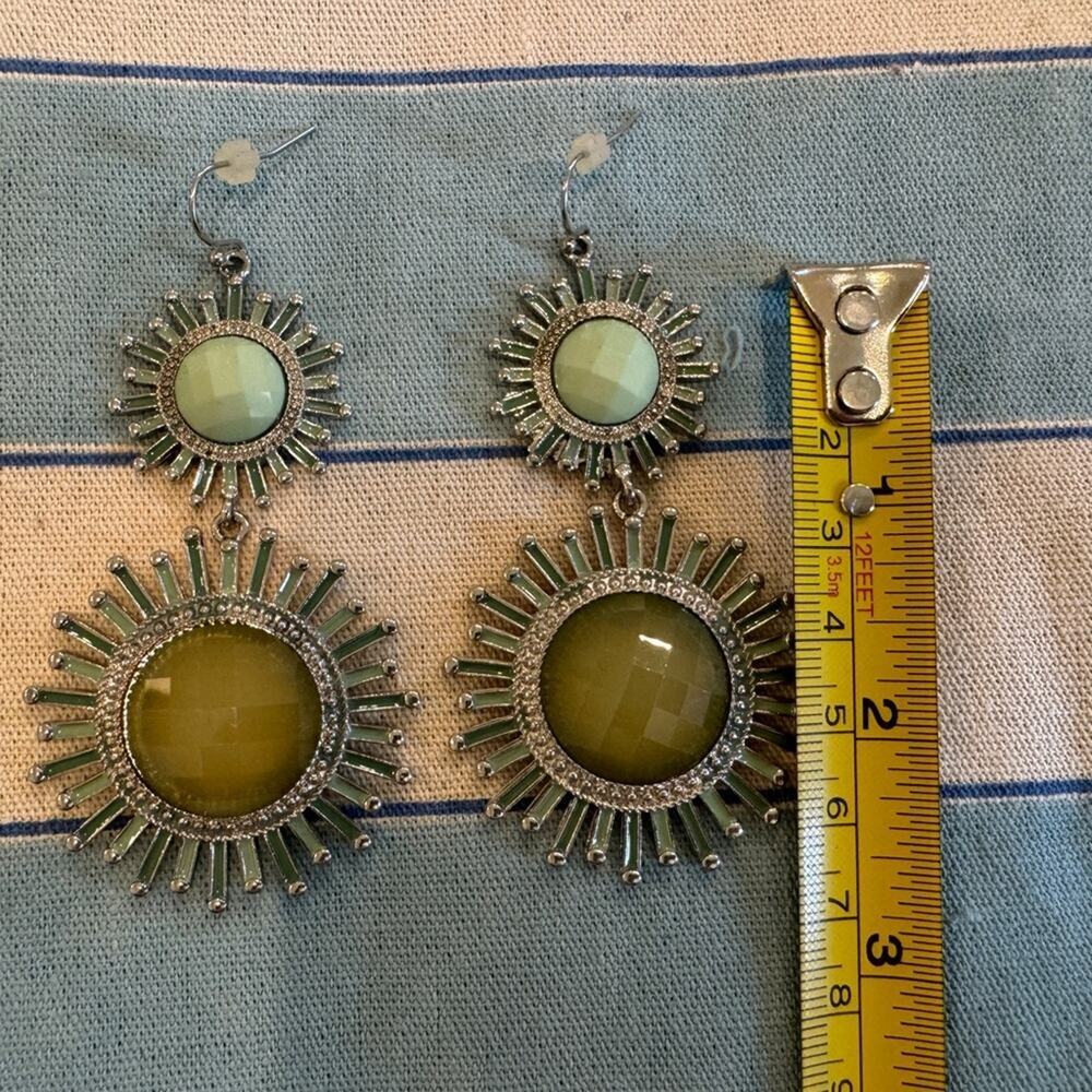Starburst Teal and Silver Earrings - Never Worn! - Picture 3 of 3